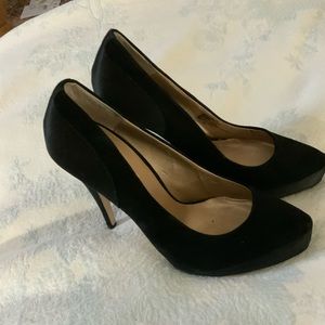 Colin Stuart Black suede and satin high heels